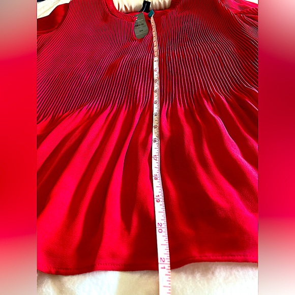 Ann Taylor Red Pleated Flutter Sleeve Blouse - Picture 11 of 11